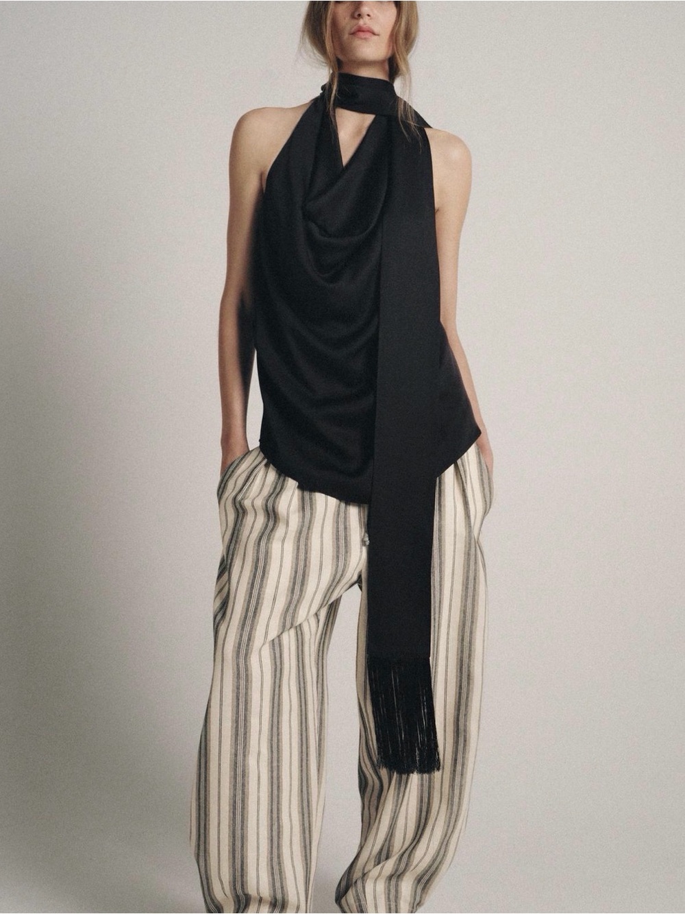 Zara Draped Halter Top without scarf